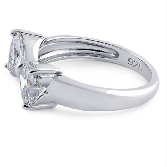 Sterling Silver .925 Bow Ring w Heart CZ - Picture 4 of 6